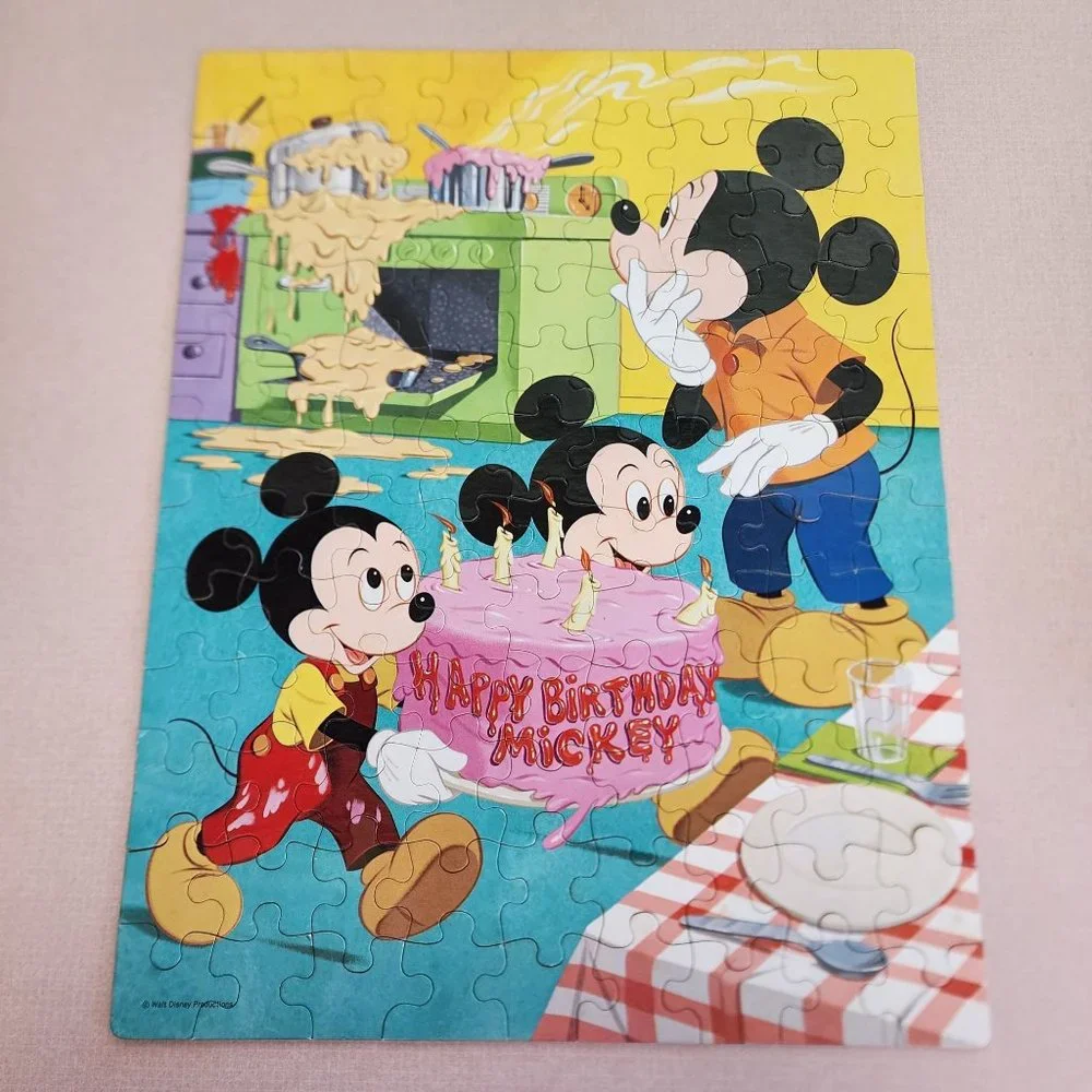 Vintage 80s Whitman Disney‎ Mickey Mouse birthday party 100 large piece puzzle
